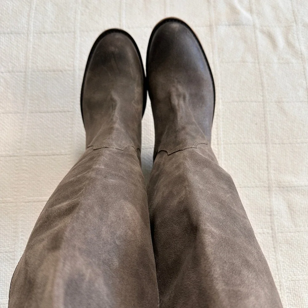 BRONX Tremble Tall Leather Boots 41 US 10 Taupe Over Knee Equestrian Minimalist
